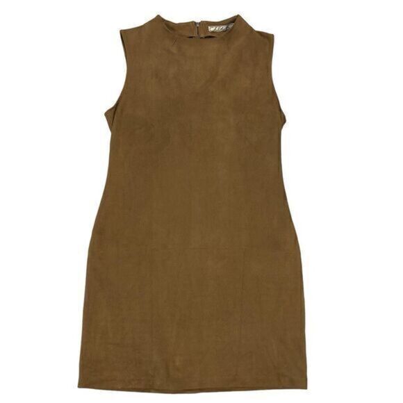 Chloe K Faux Suede Dress Womens Sz L Soft Rear Zip Western Business Career Mini - Picture 2 of 14